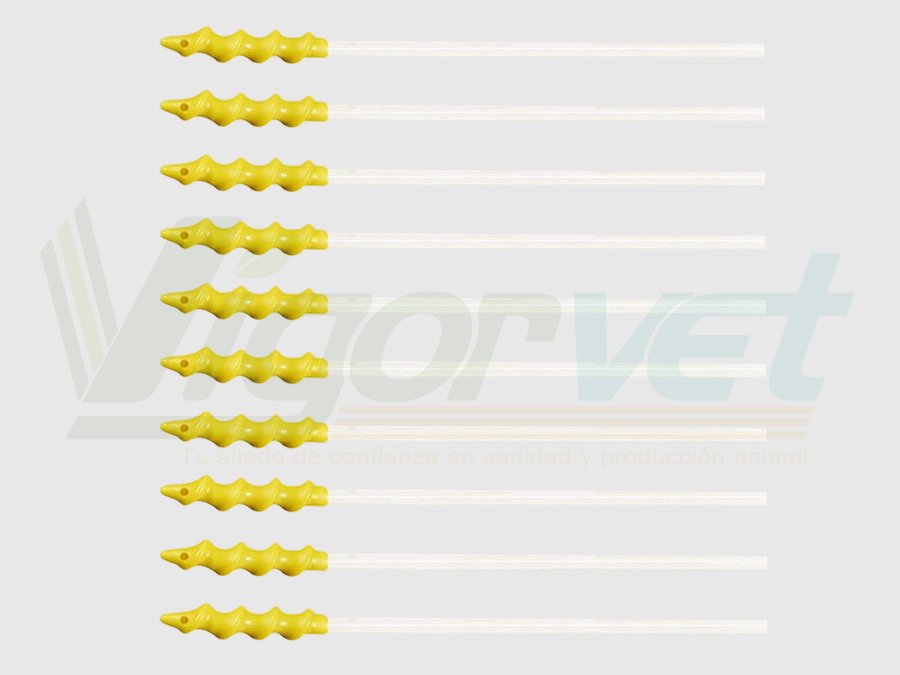 Spiral swine catheter with side outlet