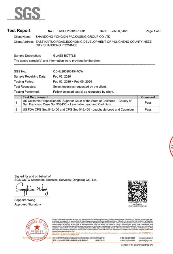 US FDA AND  CALIFORNIA 65 TEST