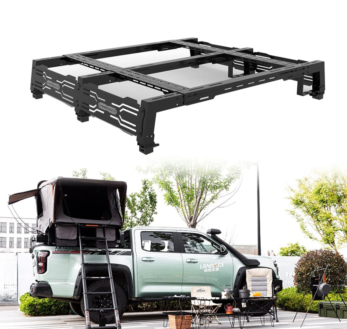 Retractable short truck bed rack