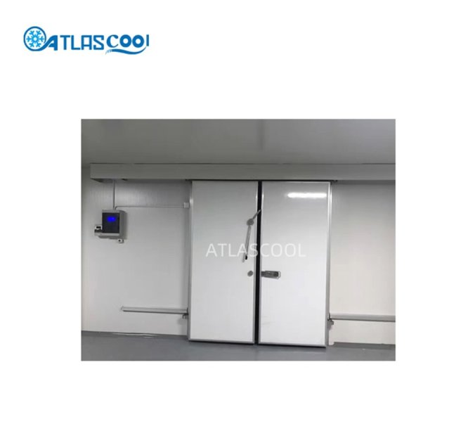 Double open sliding freezer room door