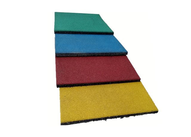 Rubber mats for play area with slip-resistant surface