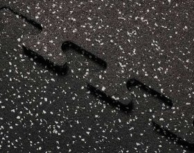 Interlocking rubber floor tile for fitness equipment