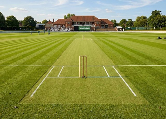 Dense cricket grass for artificial grass cricket pitch