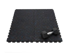 Durable interlocking rubber floor tile for gym workouts