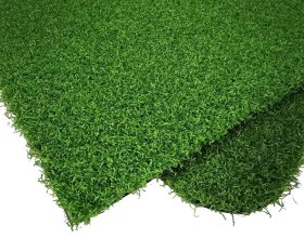 Artificial golf putting green with dense short turf