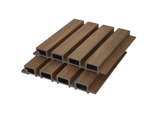 WPC fluted panel on modern interior wall
