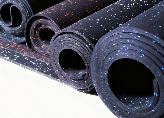Flexible rubber gym mat roll for fitness spaces