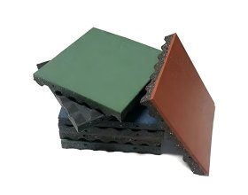 Playground flooring tiles with durable rubber construction