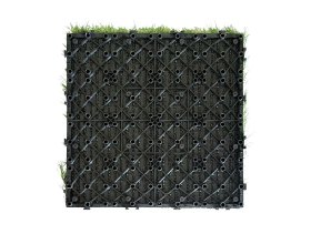 Artificial grass tiles with durable base for patios