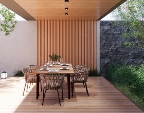 Co-extruded WPC wall cladding for villa exteriors