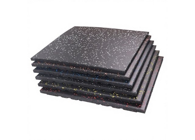 Rubber gym tiles with anti-slip surface for training