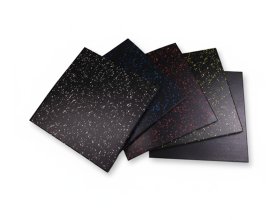 Gym flooring tiles with shock-absorbing rubber