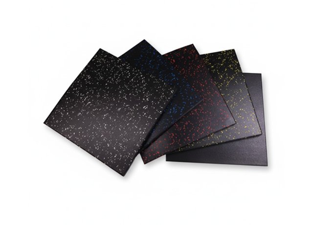 Gym flooring tiles with shock-absorbing rubber