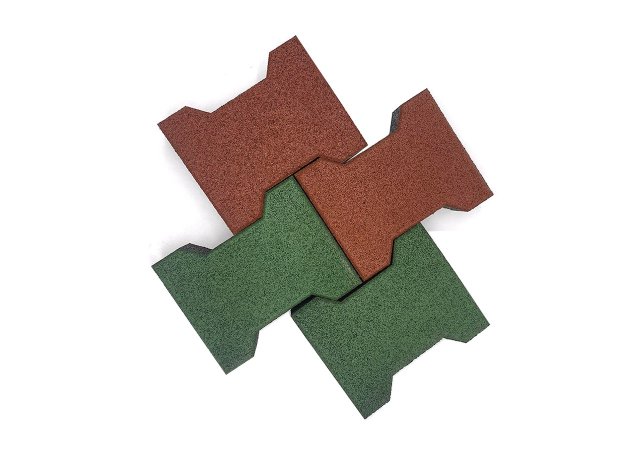 Interlocking rubber garden tiles for outdoor pathways