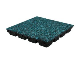 Interlocking playground tiles with resilient rubber surface