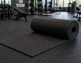 Shock absorbing gym flooring rolls for fitness centers