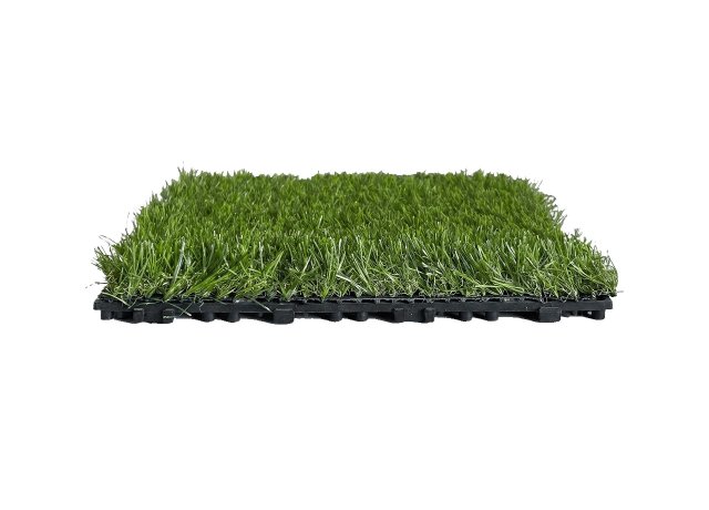 Interlocking artificial grass tiles for garden paths