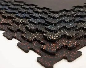 Interlocking rubber gym tiles for fitness flooring