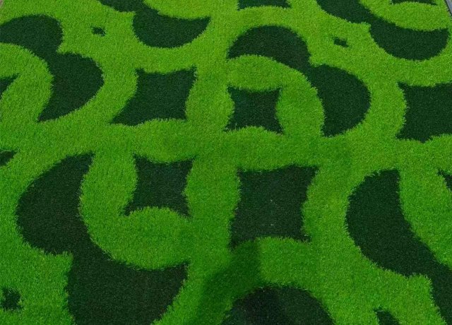 3D pattern artificial grass with PE fibers for decorative landscape applications