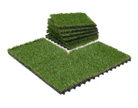 Interlocking artificial grass tiles for garden paths