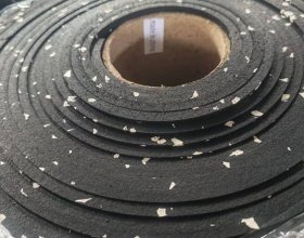 Resilient gym flooring rolls for fitness equipment