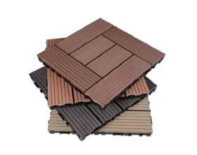 DIY composite decking tiles with wood grain finish