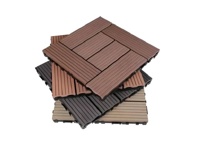 DIY composite decking tiles with wood grain finish