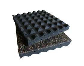 Rubber playground tiles with flexible interlocking design