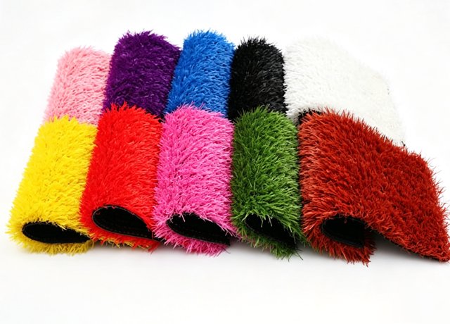 Colored artificial grass with dense fibers for gardens