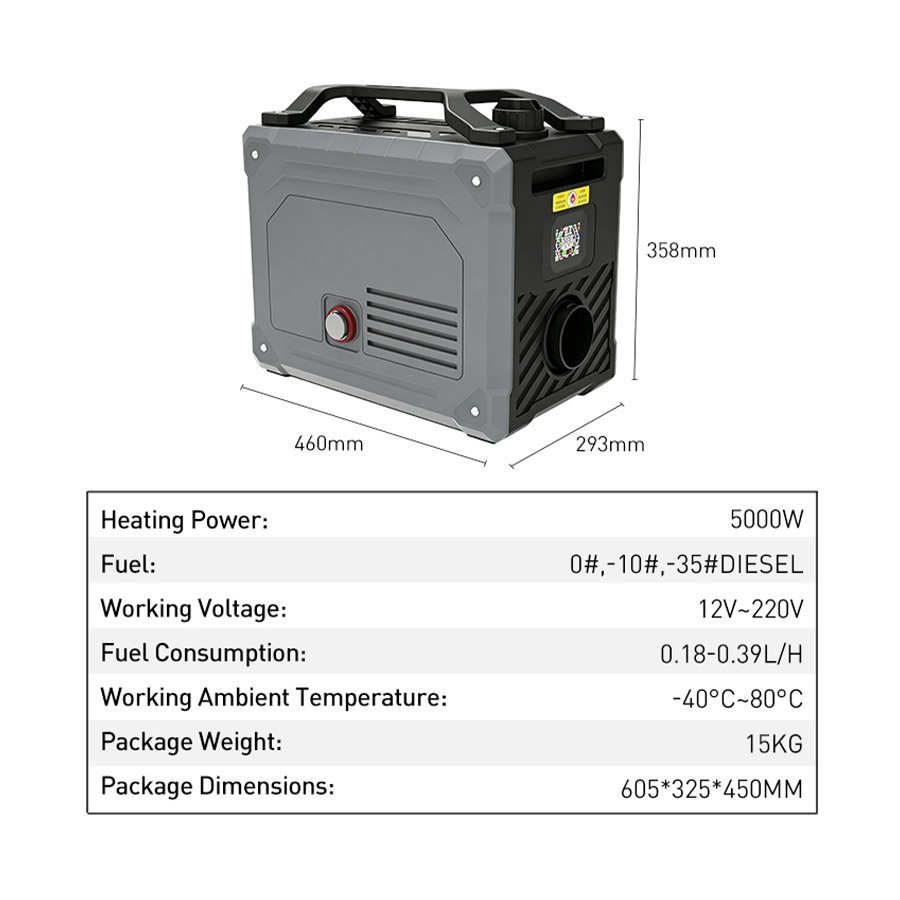 5KW Self-Generating Portable Diesel Air Heater