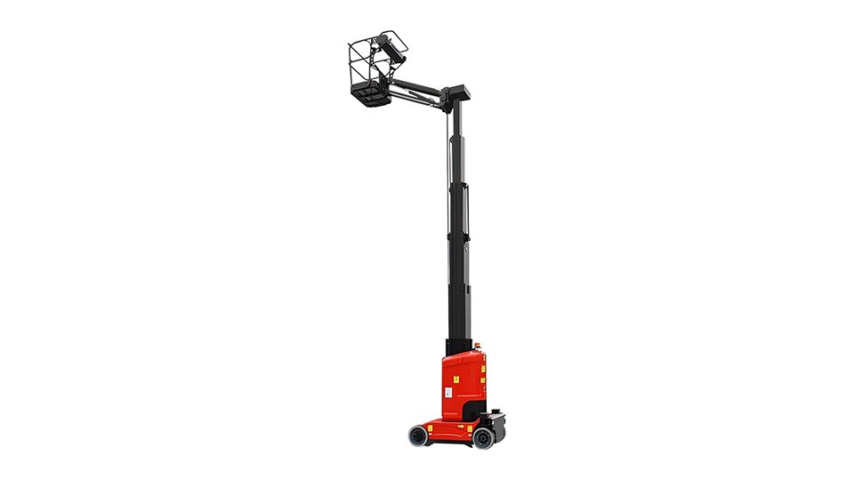 Plataforma elevadora de mástil vertical con pluma