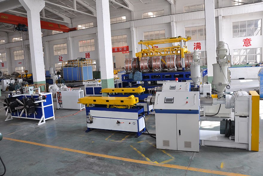 Single wall corrugated tube production line