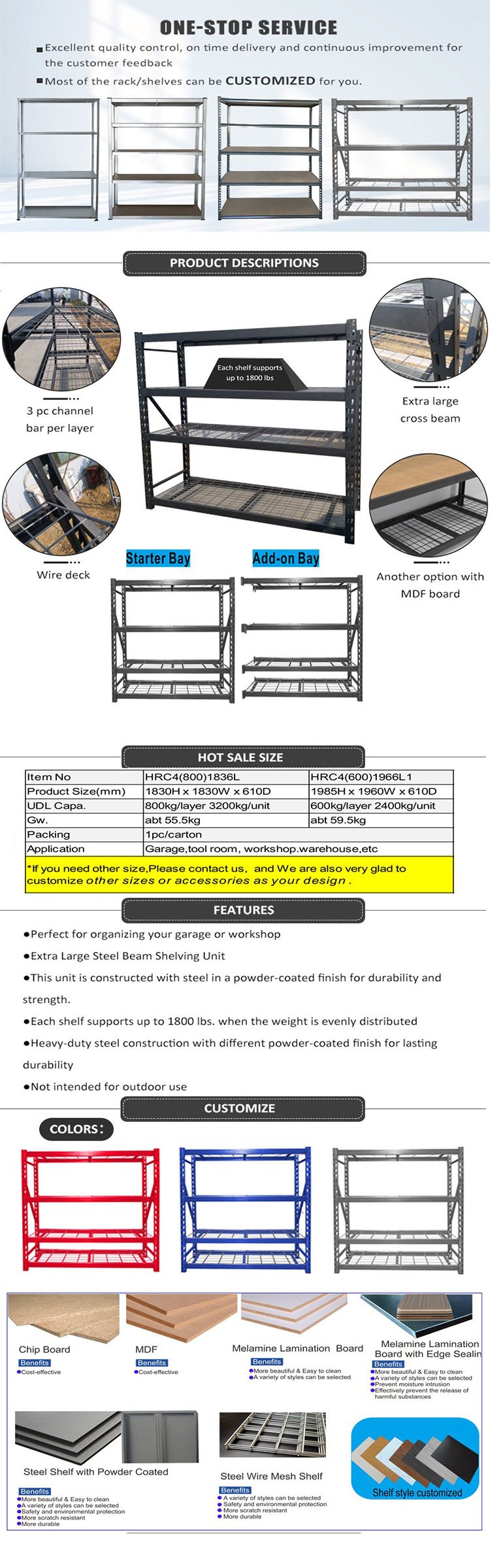 4-Tier Longspan Wide Span Shelves Pallet Racks