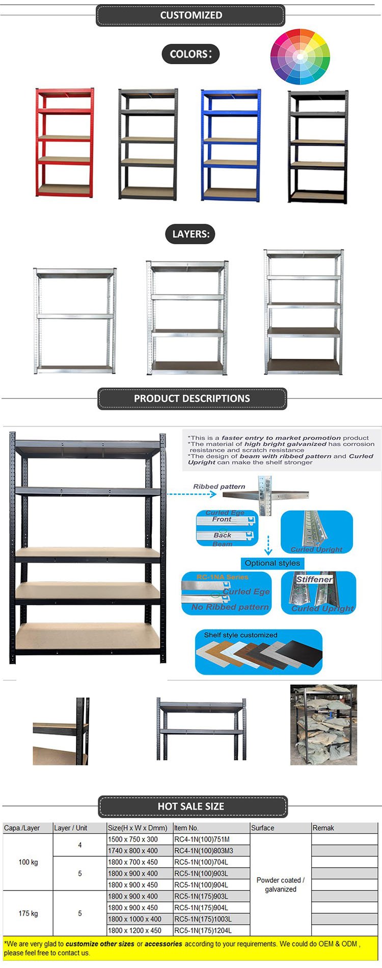 175kgs Capacity Adjustable Boltless Shelving 1200x400x1800mm