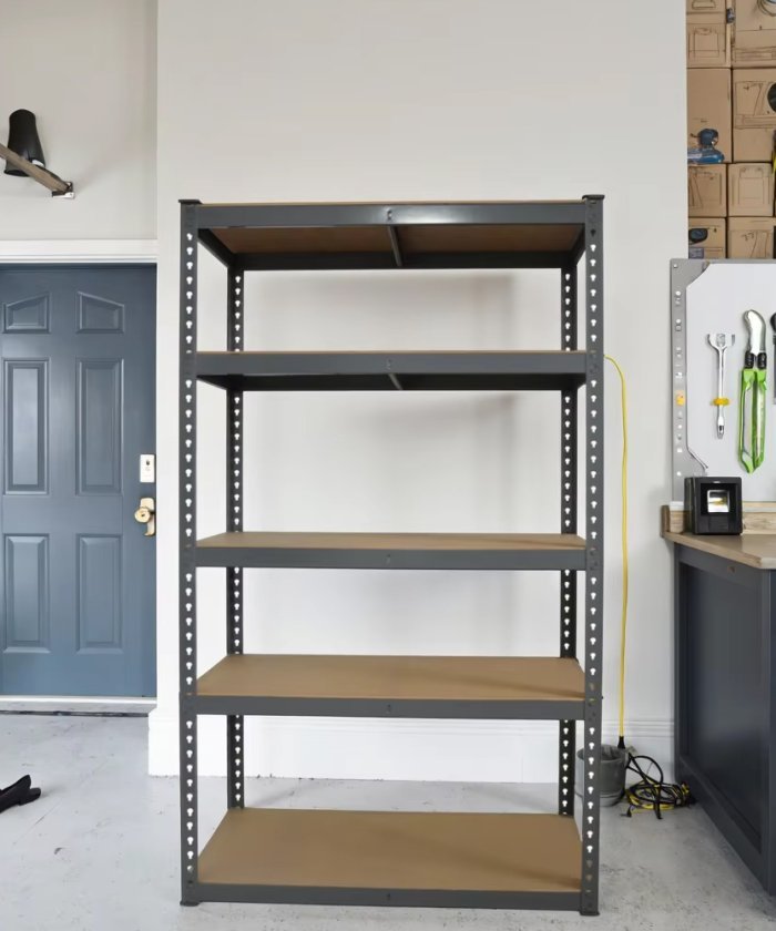 5-Layer Selective Pallet Medium Duty Rack Steel Metal Unit Storage System for Garages Basements Warehouses Carton Packed