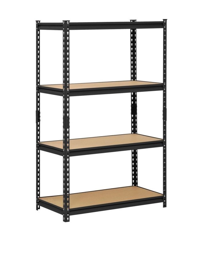 4-Layer Selective Medium Duty Rack Steel Metal Unit Storage System for Garages Basements Warehouses Carton Packed