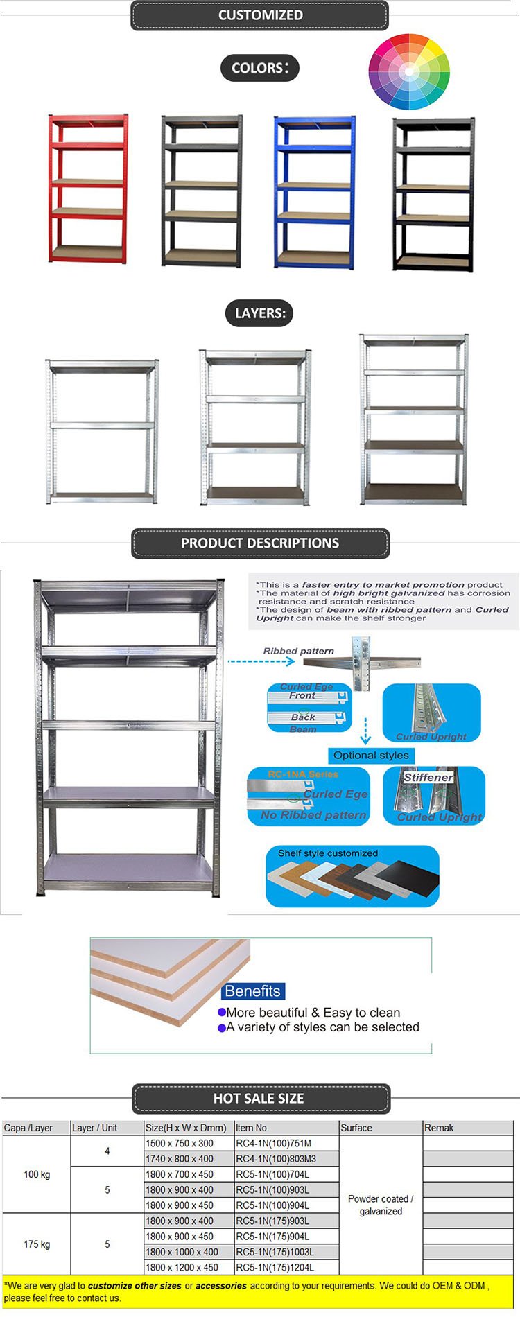 175kg Capacity Galvanized Adjustable Boltless Shelving With White Board