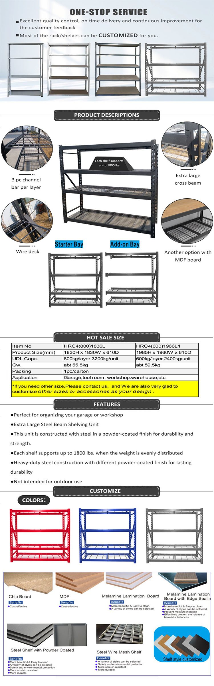 Longspan Racks - 4Tier 800kg/Tier 1830Hx1830Wx610Dmm