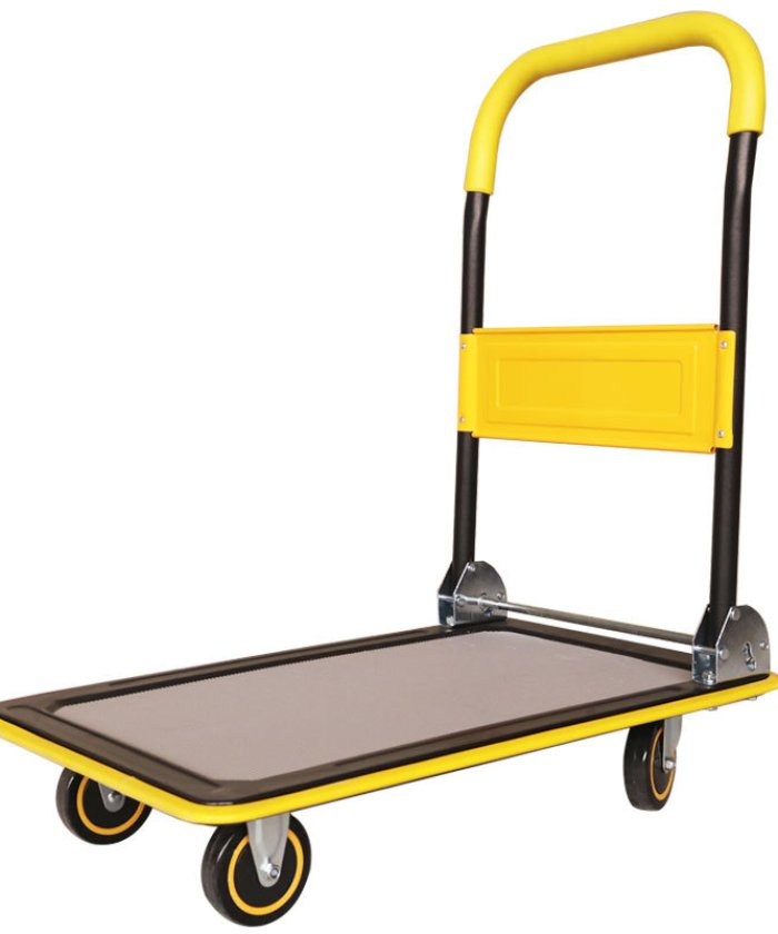 Folding Platform Trolley 150kg with Ribbed Pattern Pad, PU Castor，Soft Hanle Cover,Handle Locker