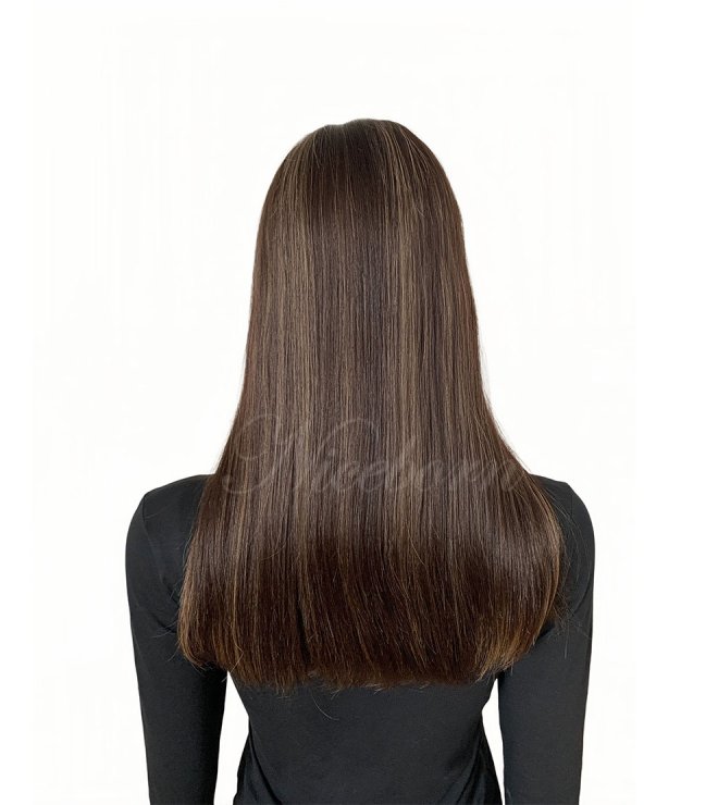 20inch Walnut Real Swiss Lace Top Wig With Natural Hairline 