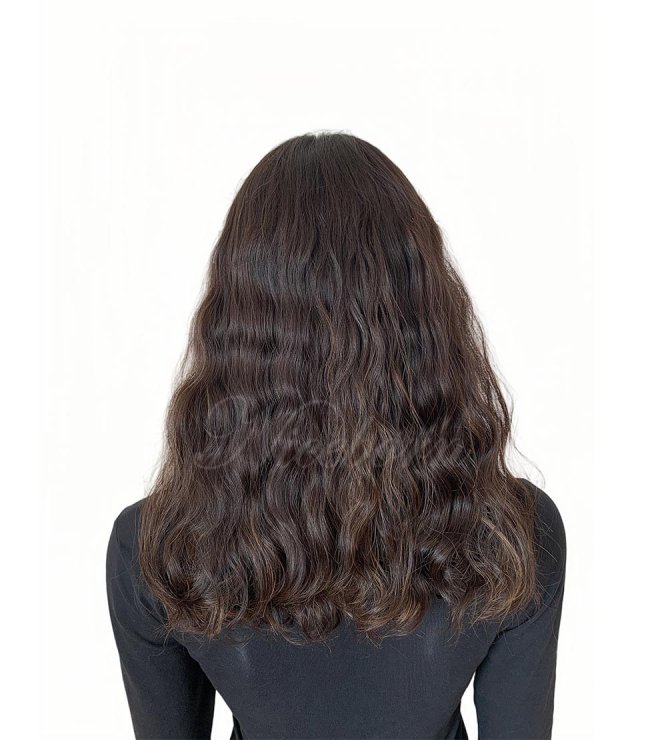 18inch European Hair Glueless Lace Top Wig Brown with Highlight #2-10 