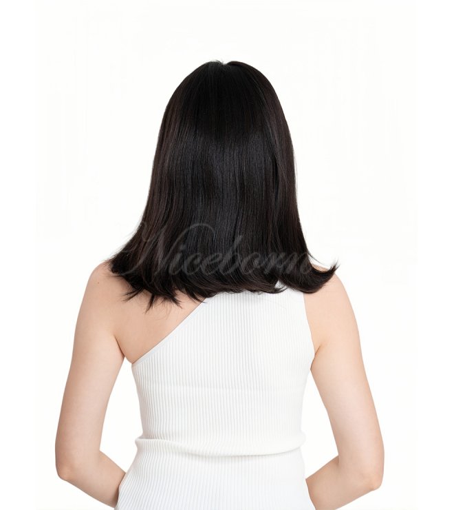 Classic #1B Natural black virgin hair lace top wig for hairloss jewish wig 16inch BOB style