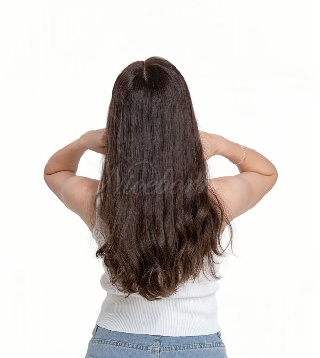 Flat top single knots lace top wig Cold Brew with 23inch European hair