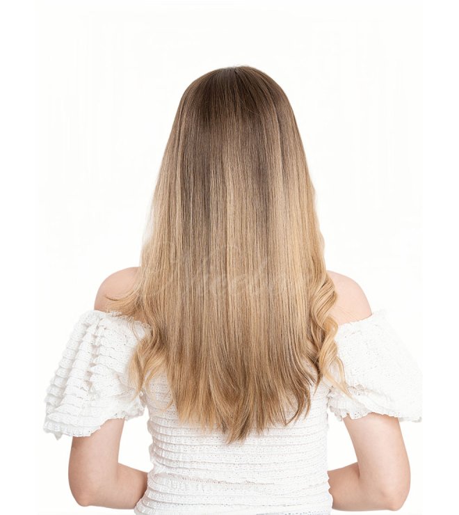 Hairloss lady light to wear lace tig with diamond liner 23inch blonde