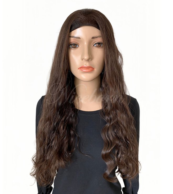 European hair wig 24inch long length Bandfall wig with air dry way #4-8