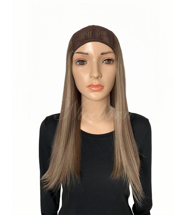 European Human Hair Hatfall Wig 20 inch  Gray Rose Straight Style