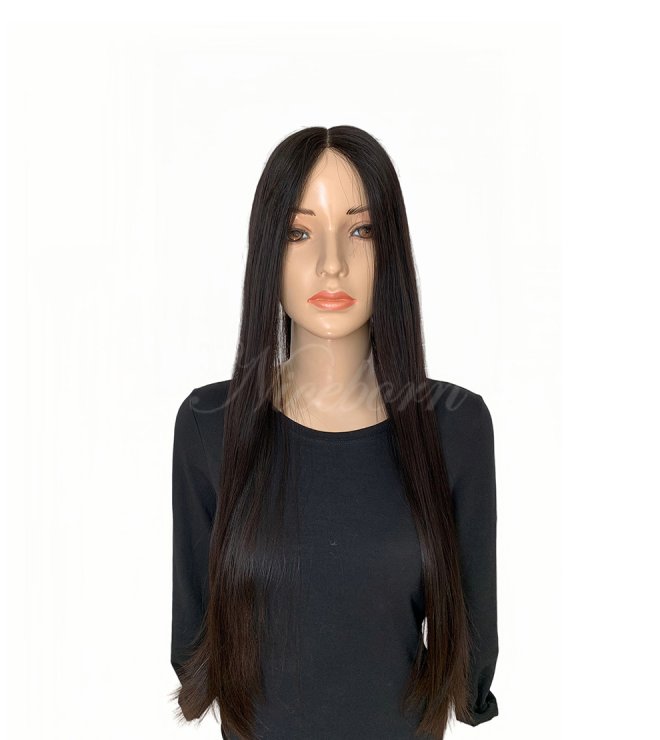 Jet black tone 26inch #1B top quality human hair topper 