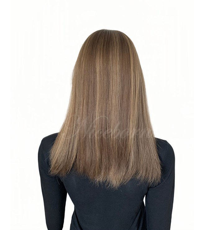 Swiss lace front soft highlight 100% human hair Silk top wig with lace front-Olive