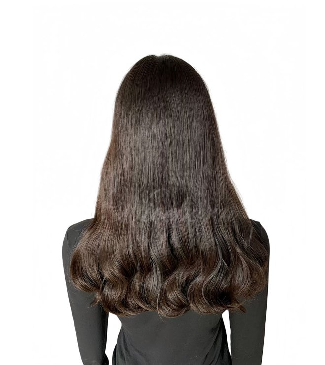 Luxury Slavic Hair Lace Top Wig Air Dry Wavy with Natural Scalp Effect, Virgin Human Hair