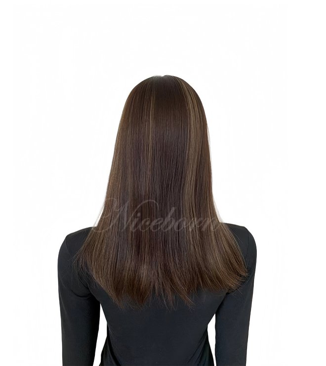 Full density european hair  Silk top wig with lace front-Walnut in 16inch